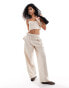 Фото #1 товара Mango linen mix co-ord trousers in light beige