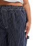 COLLUSION Plus pull on carpenter trousers in blue stripe