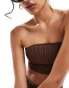 New Look ripple bandeau top in chocolate Коричневый, 46 - фото #2