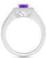 ფოტო #3 პროდუქტის Amethyst (1-1/5 ct. t.w.) and Diamond (1/5 ct. t.w.) Halo Ring in Sterling Silver