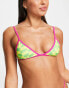 Фото #1 товара COLLUSION warped check print triangle bikini top in multi - MULTI