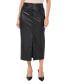 ფოტო #1 პროდუქტის Women's Faux-Leather Front-Slit Midi Skirt