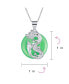 ფოტო #4 პროდუქტის Round Open Circle Disc Dyed Green Jade Dragon Pendant .925 Sterling Silver Necklace For Women 18 Inch