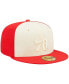 Men's Cream, Red Philadelphia 76ers Cork Two-Tone 59FIFTY Fitted Hat Cream, Red, 7 1/8 - фото #4