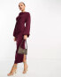 Фото #1 товара ASOS DESIGN drape neck midi dress with ruched side detail in burgundy