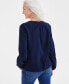 ფოტო #2 პროდუქტის Women's Cotton Gauze Split-Neck Blouse, Created for Macy's