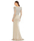 Фото #5 товара Women's Embellished Faux Wrap Illusion Puff Sleeve Gown