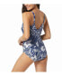 Фото #2 товара Women's Floral Bra Sized Draped Sash One Piece swimsuit