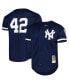 ფოტო #1 პროდუქტის Men's Mariano Rivera Navy New York Yankees Cooperstown Collection Mesh Batting Practice Button-Up Jersey