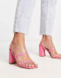 RAID Libra block heeled sandals in hot pink lizard