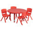Фото #1 товара 33'' Round Red Plastic Height Adjustable Activity Table Set With 4 Chairs