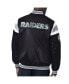 Фото #2 товара Men's Black Las Vegas Raiders Satin Full-Snap Varsity Jacket