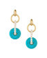 ფოტო #1 პროდუქტის Imitation Pearl and Turquoise Donut Drop Earrings
