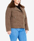 ფოტო #3 პროდუქტის Plus Size Natalia Faux Fur Collared Jacket