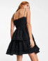 Reclaimed Vintage inspired mini dress with peplum hem and broderie detail in black