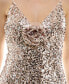Women's Sequin Embellished Rosette Sleeveless Gown