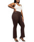 ფოტო #4 პროდუქტის Plus Size Bell Bottom Foldover Waist Pants