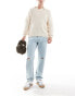 Jack & Jones chris straight leg jean with knee rips in light blue wash