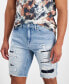 ფოტო #3 პროდუქტის Men's Logan Slim-Fit Destroyed Denim Shorts