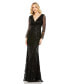Фото #1 товара Women's Embellished Wrap Over Long Sleeve Gown