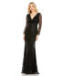 ფოტო #1 პროდუქტის Women's Embellished Wrap Over Long Sleeve Gown