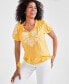 Petite Vacay Embroidered Tassel-Tie Top, Created for Macy's