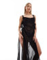 Фото #3 товара ASOS DESIGN Fuller Bust Sarah square neck sheer maxi beach dress in black