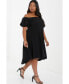 Фото #3 товара Plus Size Puff Sleeve Bardot Dress