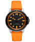 Men's Minimal Sport Automatic Orange Silicone Strap Watch 45mm