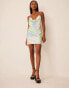 Фото #1 товара NA-KD halter neck mini dress with watercolour effect print