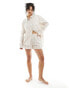 Luna Mix&Match oversized pyjama shorts in beige gingham