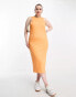 Vero Moda Curve sleeveless jersey bodycon midi dress in orange