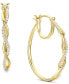 ფოტო #1 პროდუქტის Cubic Zirconia Swirl Medium Hoop Earrings in Sterling Silver or 14k Gold-Plated Sterling Silver