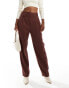 Фото #1 товара ASOS DESIGN tab detail straight leg tailored trouser in burgundy