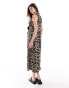 ASOS DESIGN sleeveless tie front maxi dress in leopard print