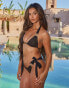 Фото #1 товара Moda Minx X Sophie Piper rhinestone mesh amour tie side bikini bottom in black