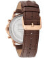 ფოტო #2 პროდუქტის Men's Multifunction Brown Leather Watch 44mm