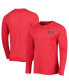 ფოტო #1 პროდუქტის Men's Heathered Red Chicago Bulls Left Chest Henley Raglan Long Sleeve T-shirt