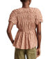 Women's Printed Cotton Smocked Peplum Top