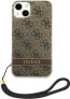 Guess Etui Guess do iPhone 14 Plus 6,7" brązowy/brown hardcase 4G Print Strap