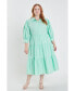Фото #2 товара Платье женское размер плюс с V-образным вырезом и объемными рукавами English Factory - средней длины