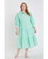 Women's Plus size V-neckline Puff Sleeve Midi Dress