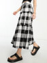 ASOS DESIGN Tall tiered midi skirt in jumbo mono gingham