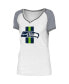 Фото #2 товара Women's White, Gray Seattle Seahawks Training Camp Raglan V-Neck T-shirt