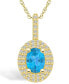 Фото #1 товара Blue Topaz (1-5/8 Ct. T.W.) and Diamond (1/2 Ct. T.W.) Halo Pendant Necklace in 14K Yellow Gold