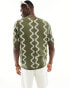 ASOS DESIGN knitted crew neck t-shirt in textured khaki wiggle pattern