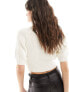 & Other Stories cropped knitted top with puff sleeves and sweetheart neck in soft white