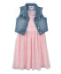 ფოტო #4 პროდუქტის Toddler & Little Girls Denim Vest and Embroidered Dress Outfit, 2 PC