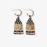 INK + ALLOY Women's Leta Mini Gold Hoop Confetti Top And Stripe Short Fringe Earrings Black/white