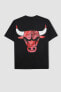 DeFactoFit NBA Chicago Bulls Boxy Fit Bisiklet Yaka Kısa Kollu Tişört B9885AX24SM
